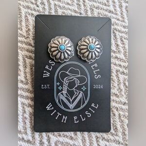 Western Jewels -Studs Silver and Turquoise Earrings